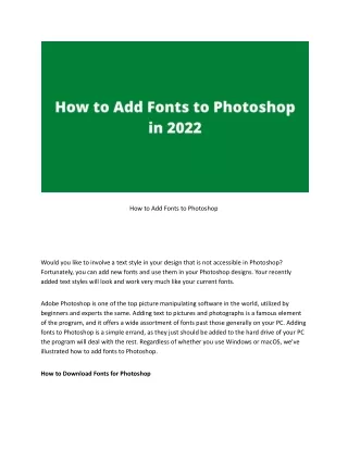 How to Add Fonts to Photoshop