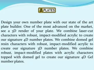 4D Number Plate