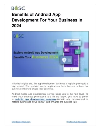 Android app development benefits for your business 2024
