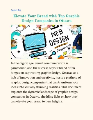 Elevate Your Brand with Top Graphic Design Companies in Ottawa