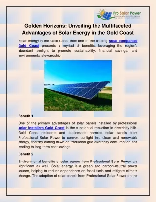 Solar companies gold coast