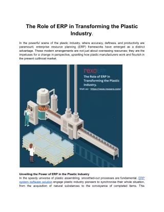 The Role of ERP in Transforming the Plastic Industry