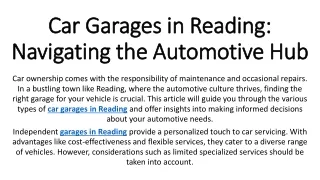 Car Garages in Reading Navigating the Automotive Hub