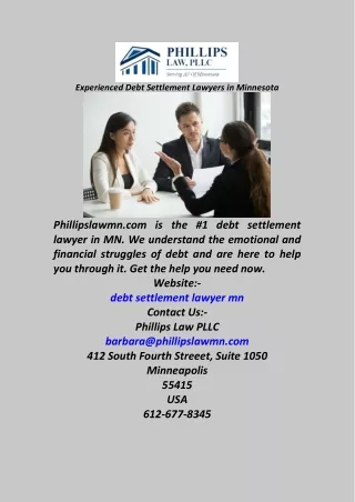 Experienced Debt Settlement Lawyers in Minnesota