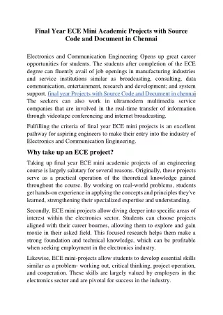 Final Year ECE Mini Academic Projects with Source Code and Document in Chennai