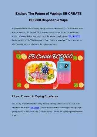 Explore The Future of Vaping: EB CREATE BC5000 Disposable Vape