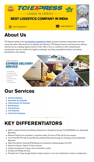 Best Logistics Company in India- TCI Express