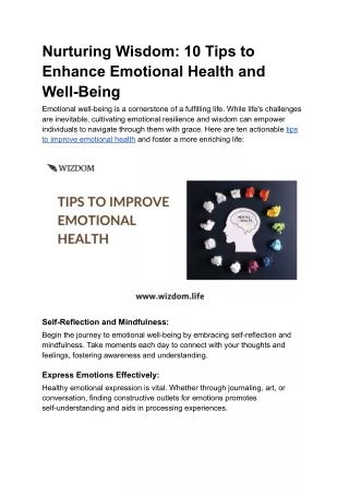 Empower Your Well-Being: Practical Tips to Improve Emotional Health
