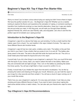 articleshood.com-Beginners Vape Kit Top 4 Vape Pen Starter Kits