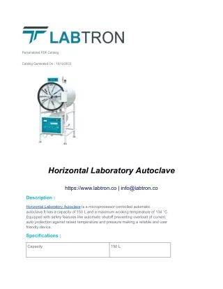 Horizontal Laboratory Autoclave