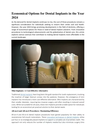 Economical Options for Dental Implants in the Year 2024