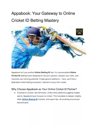 Appabook_ Your Gateway to Cricket Betting Mastery
