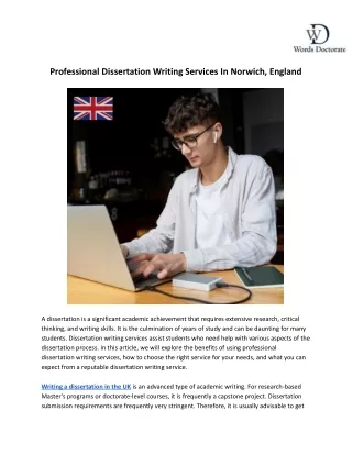 Professional Dissertation Writing Services In Norwich, England