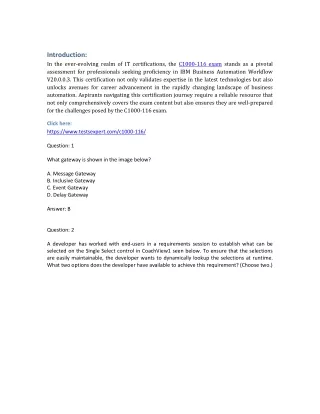 C1000-116 Exam IBM Business Automation Workflow V20.0.0.3 with Expert Q/A PDF