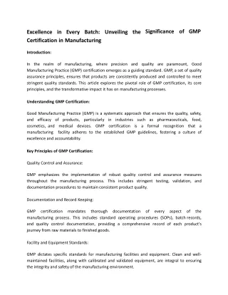 GMP Certification