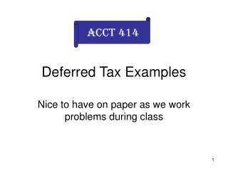 Deferred Tax Examples