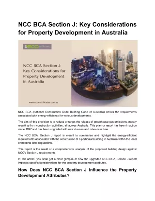 NCC BCA Section J_ Key Considerations for Property Development in Australia