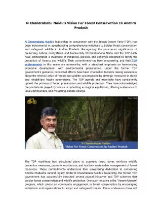 N Chandrababu Naidu Vision For Forest Conservation In Andhra Pradesh