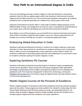 Your Path to an International Degree in India