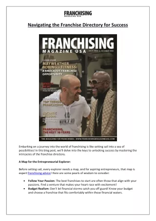 Navigating the Franchise Directory for Success