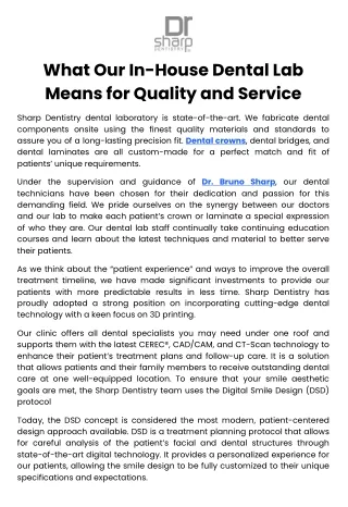 What Our In-House Dental Lab means for Quality and Service