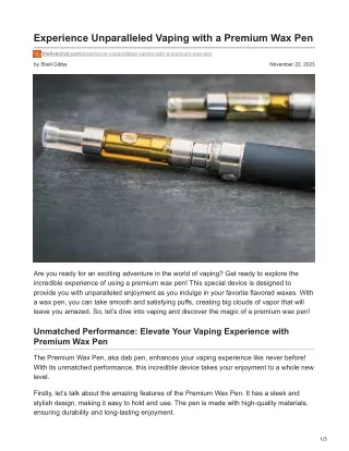thelivechat.com-Experience Unparalleled Vaping with a Premium Wax Pen