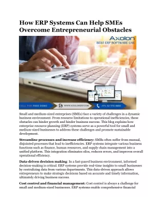 How ERP Systems Can Help SMEs Overcome Entrepreneurial Obstacles