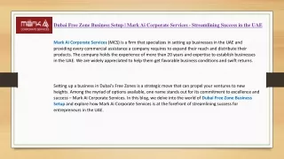 Dubai Free Zone Business Setup | Mark Ai Corporate Services
