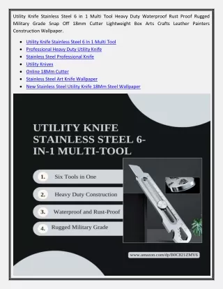 Utility Knife Stainless Steel 6 In 1 Multi Tool