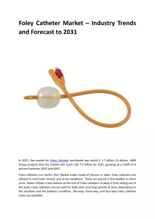 Foley Catheter Market