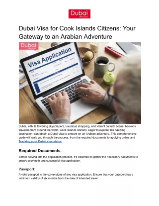 Dubai Visa for Cook Islands Citizens: Your Gateway to an Arabian Adventure