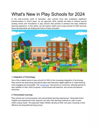 What's New in Play Schools for 2024