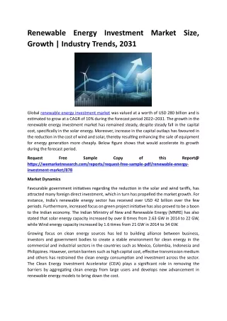 Renewable Energy Investment Market Size