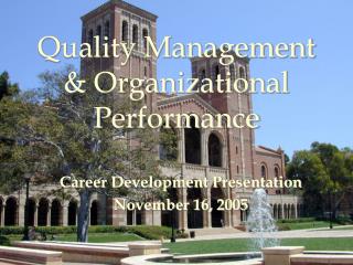 Quality Management &amp; Organizational Performance