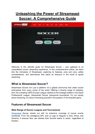 Unleashing the Power of Streameast Soccer-A Comprehensive Guide