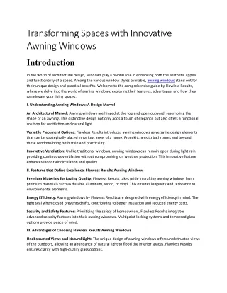 Transforming Spaces with Innovative Awning Windows