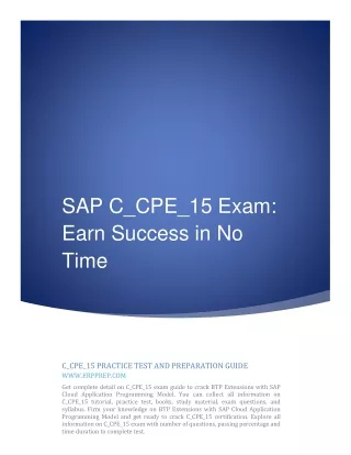 SAP C_CPE_15 Exam: Earn Success in No Time