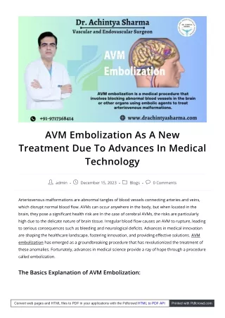 Protecting Your Brain from Arteriovenous Malformations (AVMs) through AVM Embol