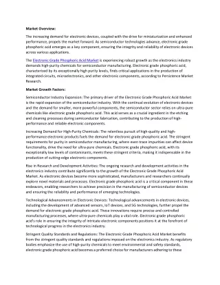 Electronic Grade Phosphoric Acid Market