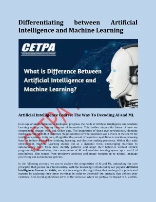 Differentiating between Artificial Intelligence and Machine Learning