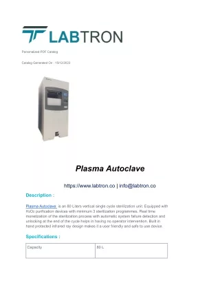 Plasma Autoclave