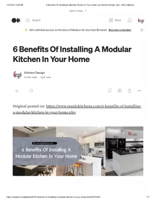 6 Benefits Of Installing A Modular Kitchen In Your Home