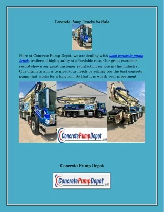 Concrete Pump Trucks, concretepumpdepot.com