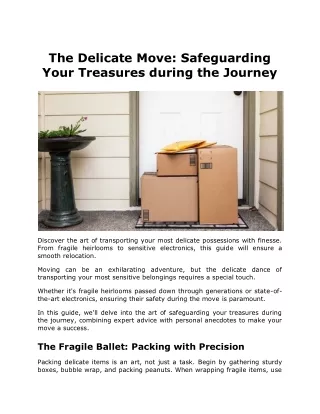 The Delicate Move Safeguarding Your Treasures during the Journey