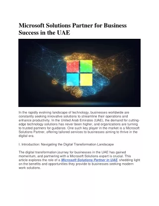 Microsoft Solutions Partner for Business Success in the UAE