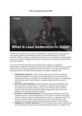 What is lead generation in 2024