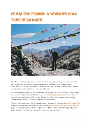 Fearless Femme- A Woman's Solo Trek in Ladakh
