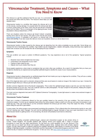 Vitreomacular Treatment, Symptoms and Causes – What You Need to Know