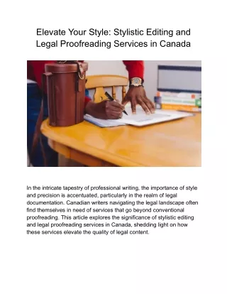 Elevate Your Style Stylistic Editing and Legal Proofreading Services in Canada