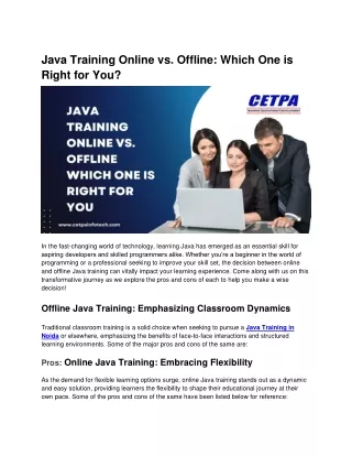 Java Training Online vs. Offline Which One is Right for You